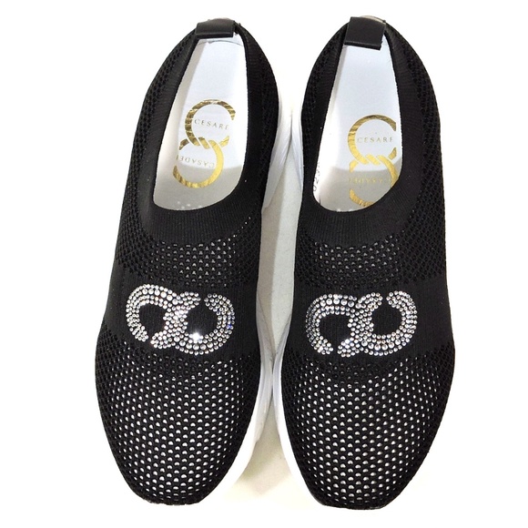 CASADEI 🇮🇹 WOMEN'S BLACK STREICH FABRIC FASHION SUMMER SNEAKERS - Picture 7 of 10